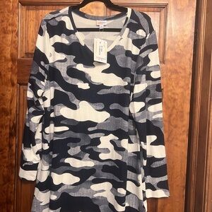 LuLaRoe Blue and White Camouflage Top